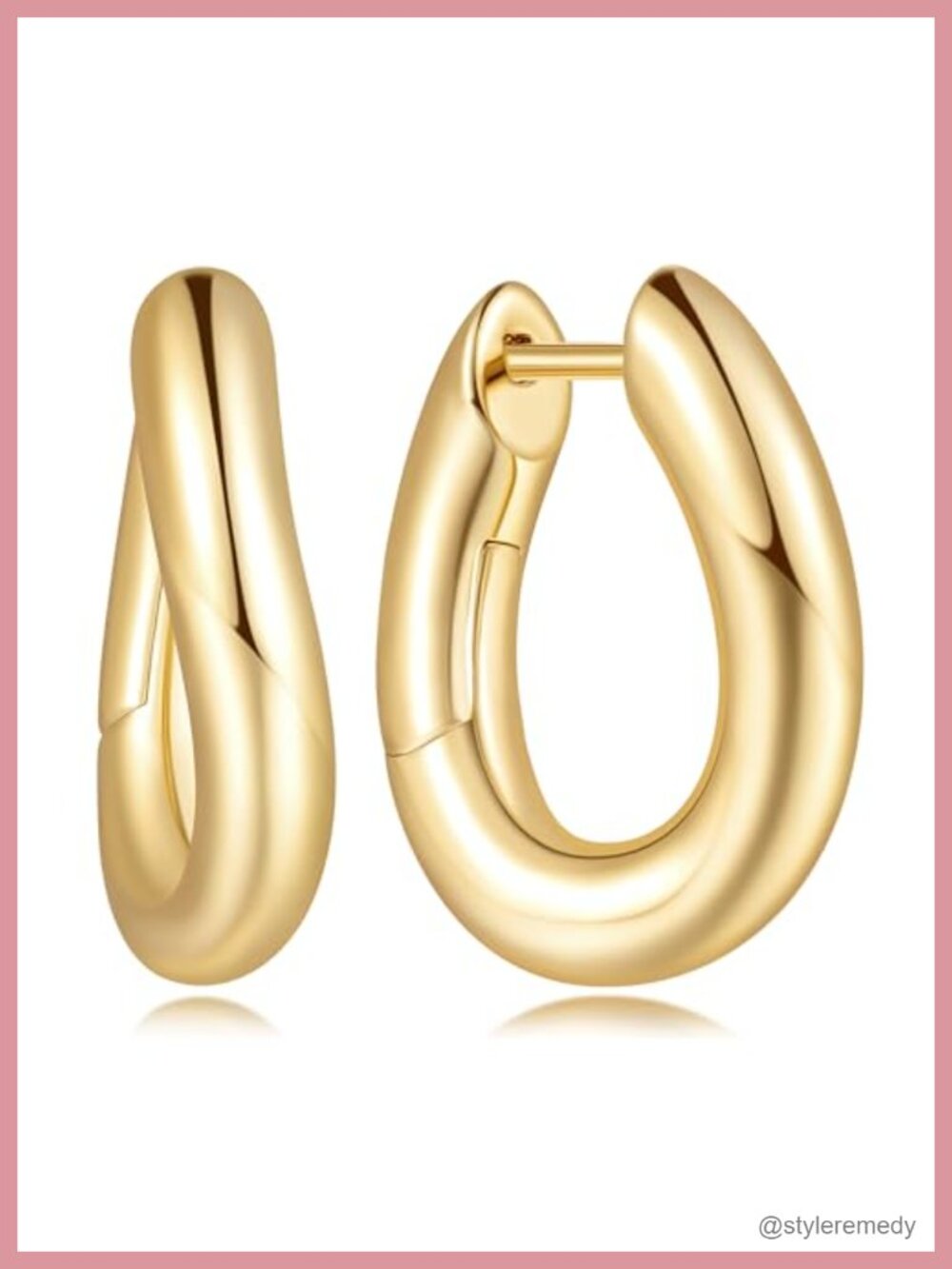 14K Gold Plated Teardrop Huggie Hoop Earrings for Women